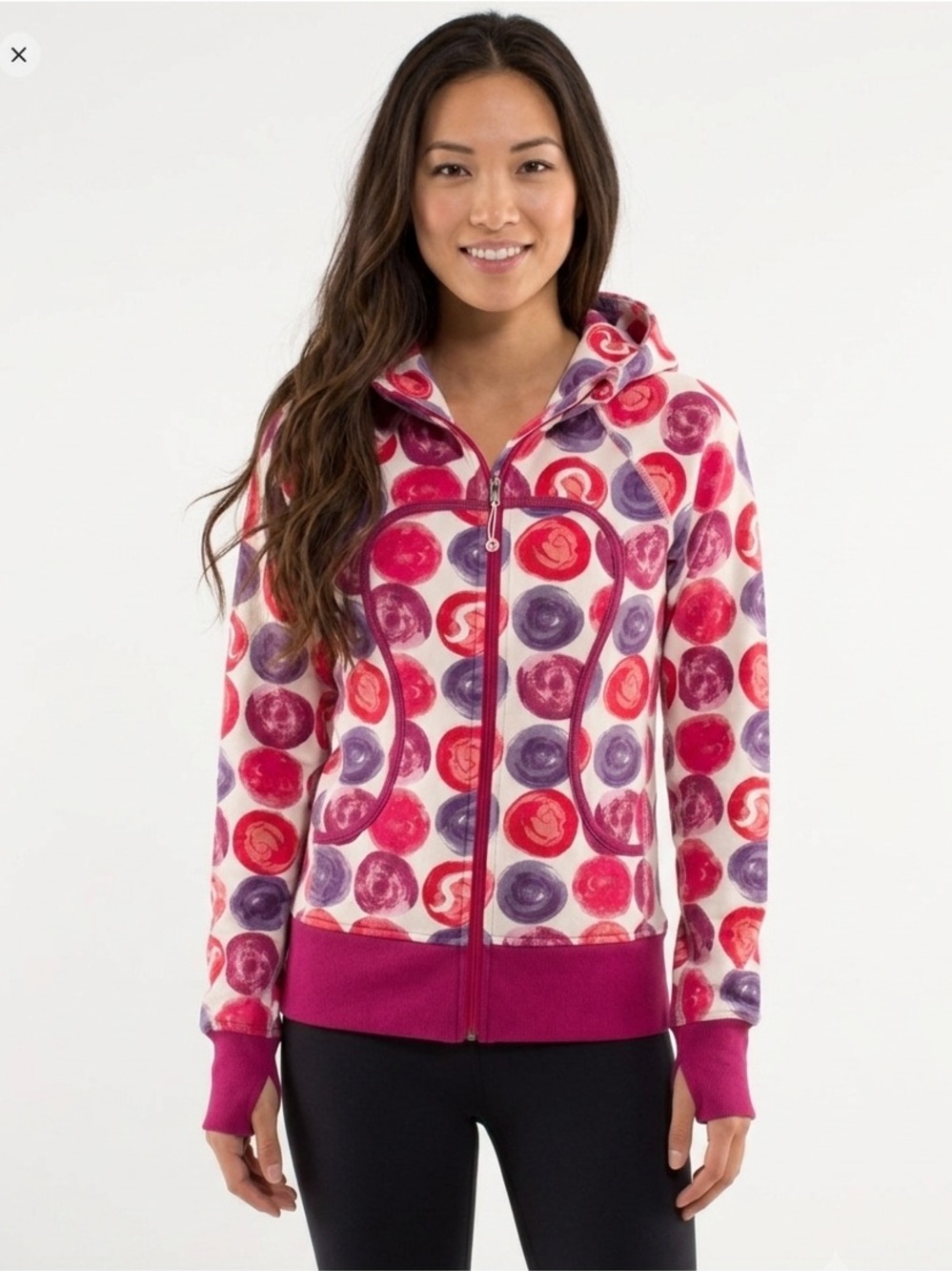 Lululemon Pink Purple Watercolor Dot Full-Zip Hoodie Jacket